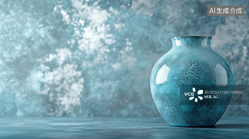 【AI数字艺术】天青色窑变瓷器陶瓷花瓶图片素材