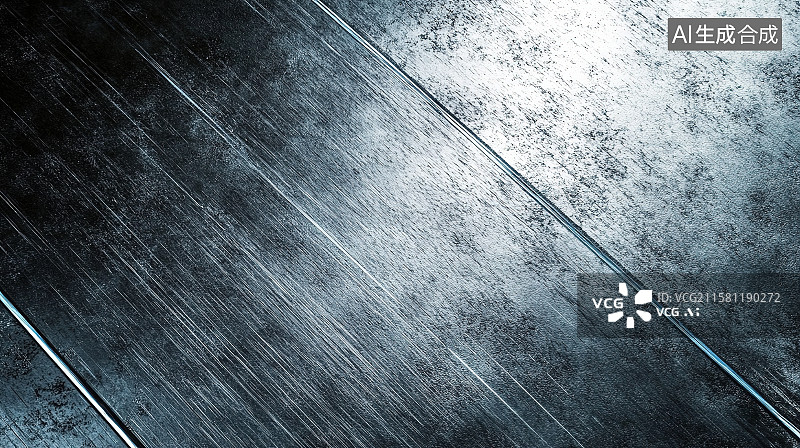 【AI数字艺术】冷灰钢铁表面蓝色脉冲光纹质感纹理背景图片素材