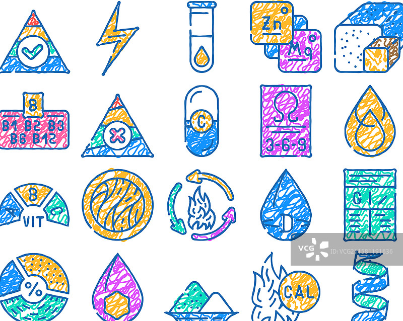 手绘营养成分饮食图标图片素材