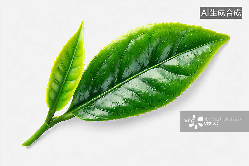 【AI数字艺术】嫩绿的茶叶特写背景图片素材