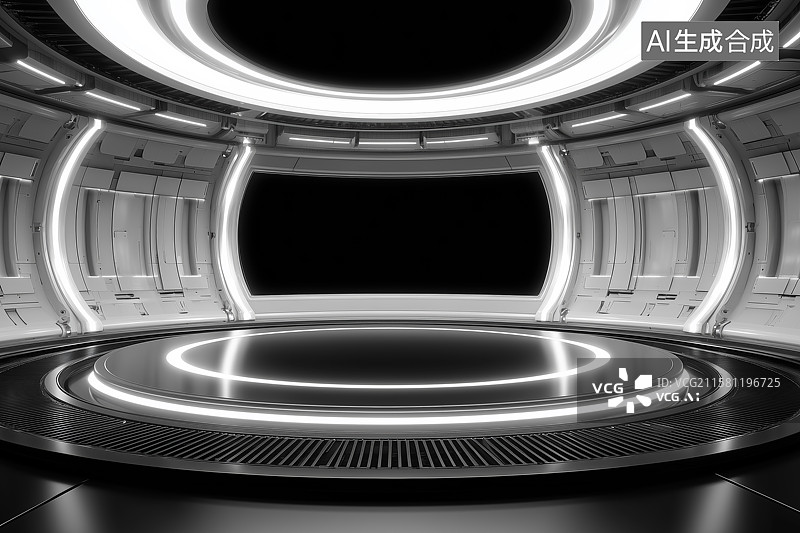 【AI数字艺术】黑色科技展台图片素材