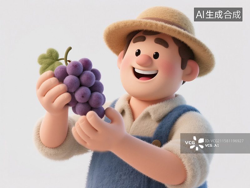 【AI数字艺术】乡村电商革命少数民族农民直播丰收葡萄直播助农乡村振兴3D创意插画毛毡农业推广加班劳动节新职位岗位商业图片素材