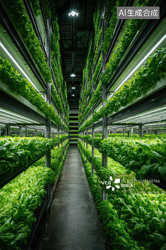 【AI数字艺术】立体层架绿植科技种植图图片素材