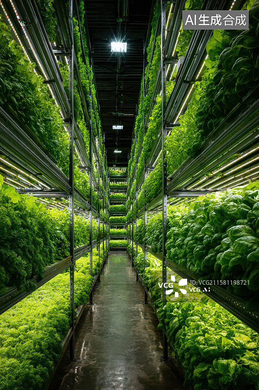 【AI数字艺术】立体层架绿植科技种植图图片素材