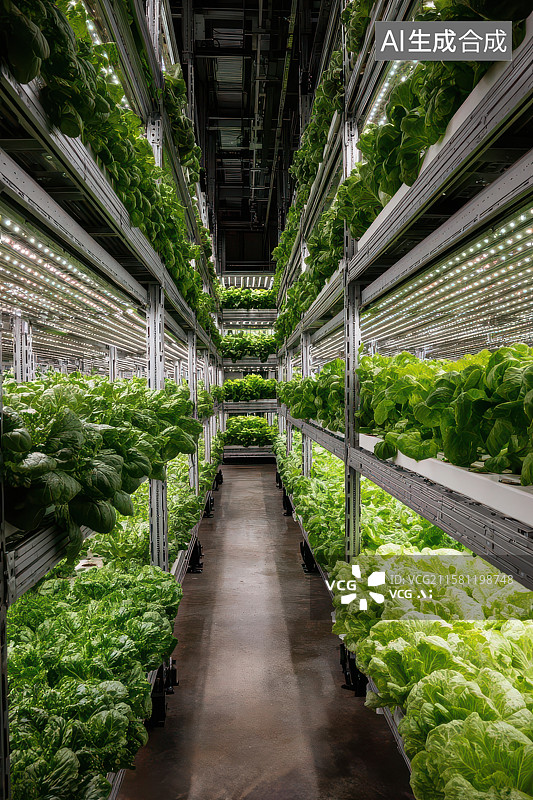 【AI数字艺术】立体层架绿植科技种植图图片素材