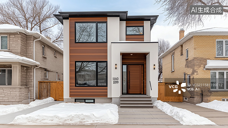 【AI数字艺术】现代风格住宅外观图片素材