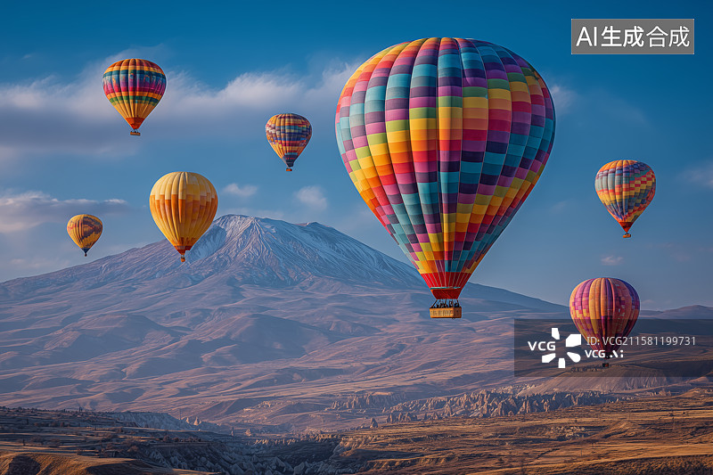 【AI数字艺术】在半空中的热气球图片素材