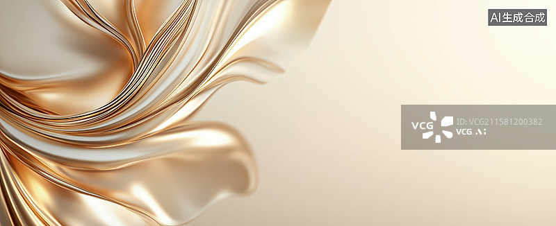 【AI数字艺术】金色丝带交织的抽象艺术背景图片素材