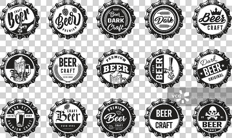 啤酒行业的单色标签设计图片素材