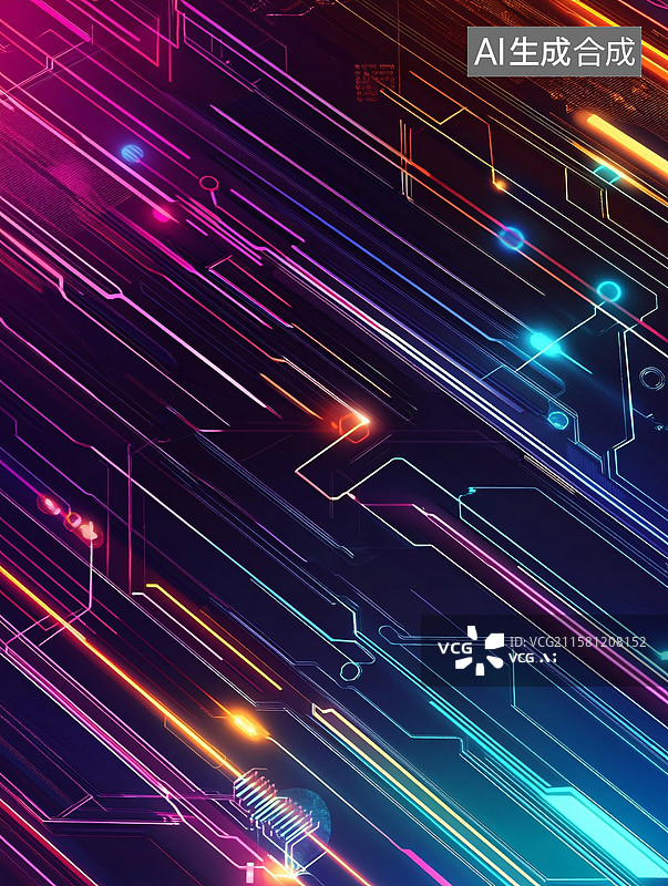 【AI数字艺术】炫彩科技线条背景插画图片素材