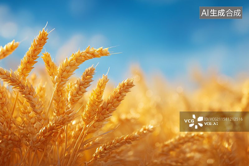 【AI数字艺术】金黄的小麦插画图片素材