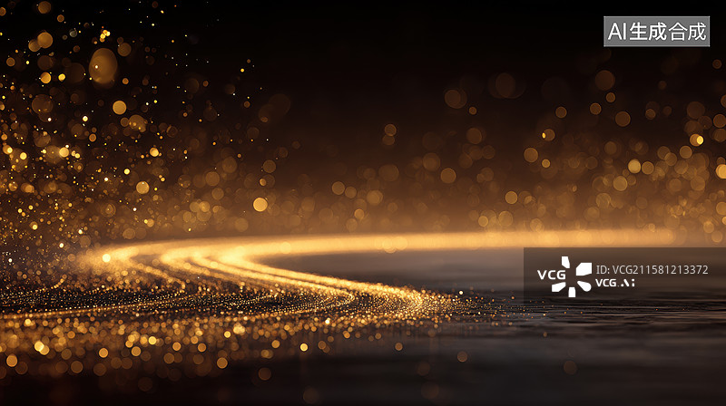 【AI数字艺术】金色粒子流光溢彩背景图片素材