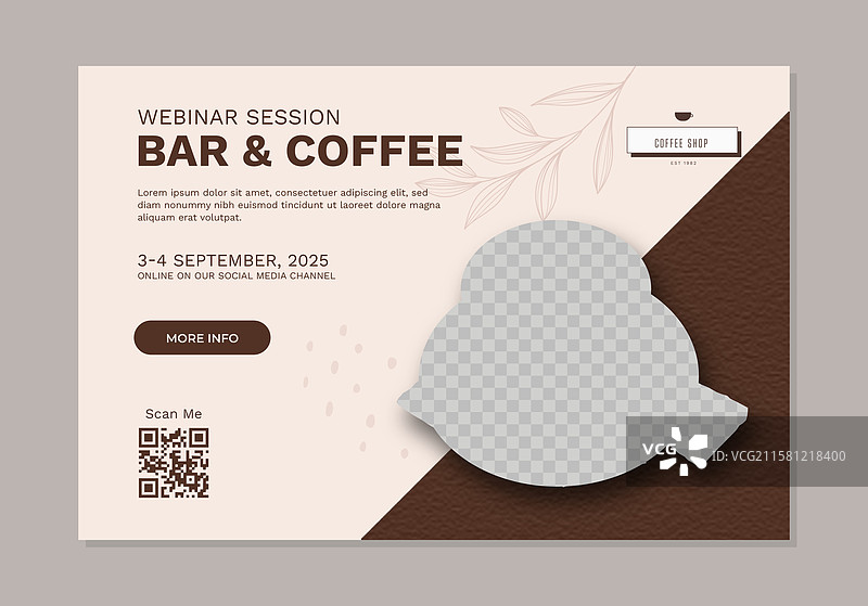 扁平设计的简约咖啡店网络研讨会图片素材