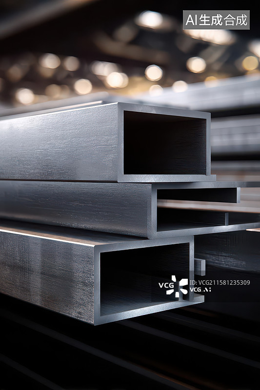 【AI数字艺术】工字钢金属堆叠工业材质图图片素材