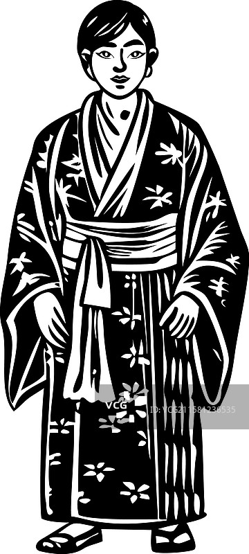 复古风格的夏季浴衣角色图片素材