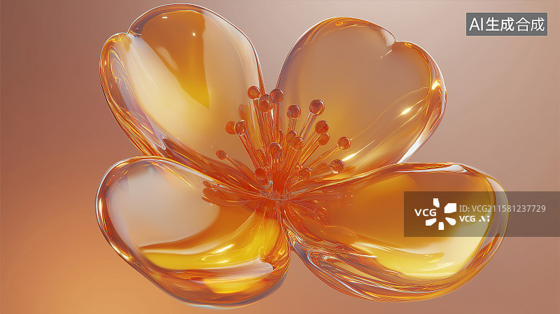 【AI数字艺术】3D玻璃透明花卉植物壁纸背景图片素材