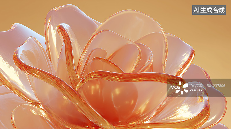 【AI数字艺术】3D玻璃透明花卉植物壁纸背景图片素材