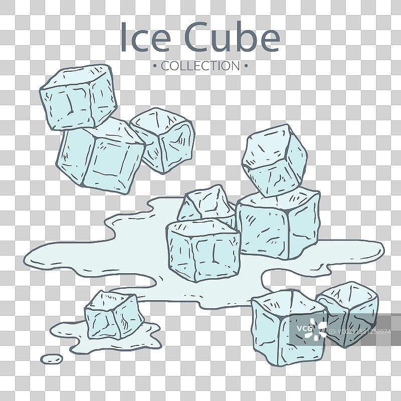 手绘冰块集合图片素材