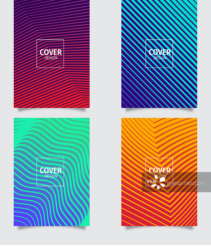 彩色线条的封面模板合集图片素材