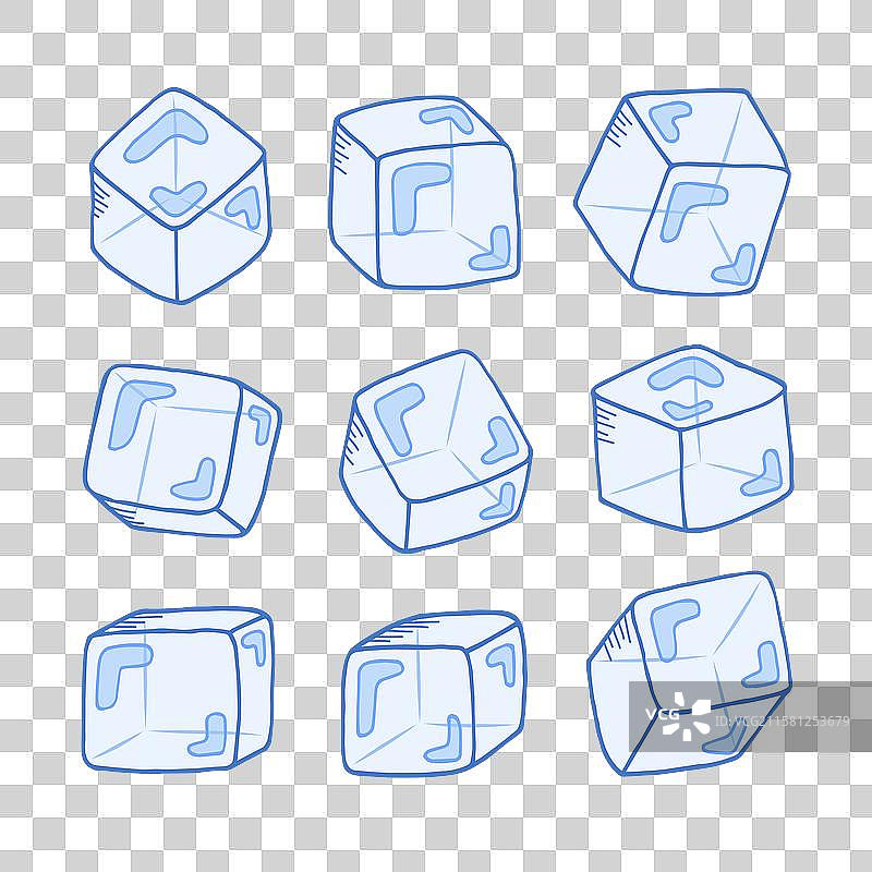 手绘冰块集合图片素材