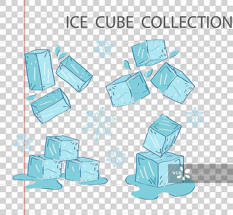 手绘风格的冰块收藏图片素材