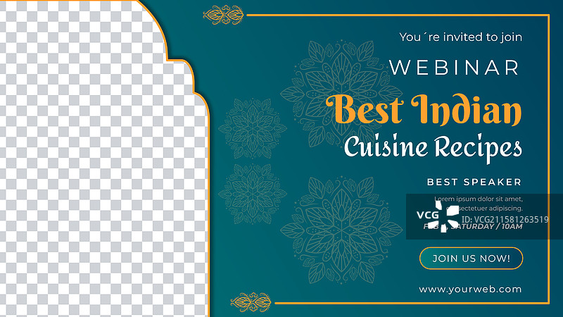 渐变印度餐厅网络研讨会模板图片素材