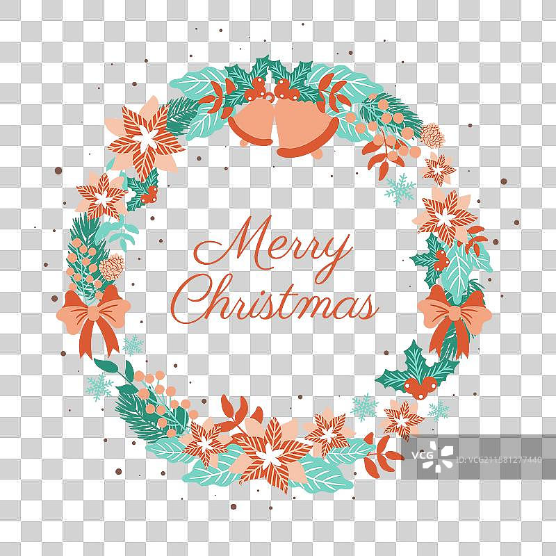 粉彩色圣诞花环图片素材