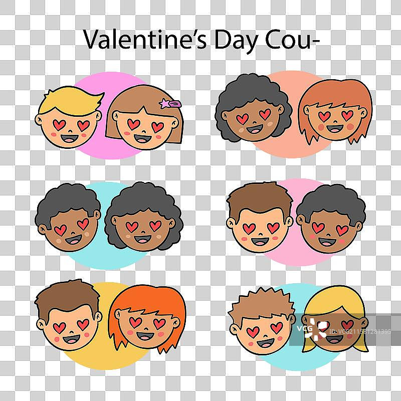 卡通情人节情侣面孔包图片素材