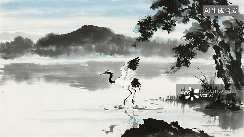 【AI数字艺术】中国风，国画，二十四节气白露图片素材