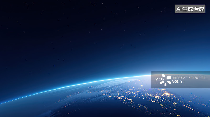 【AI数字艺术】星空背景下的蓝色地球图片素材