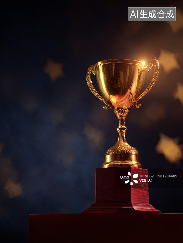 【AI数字艺术】金色奖杯荣耀加冕图片素材
