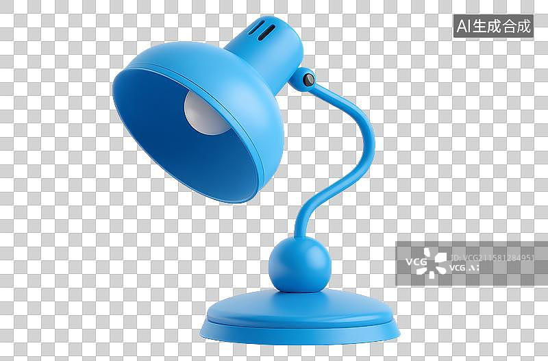 【AI数字艺术】蓝色台灯，简约设计图片素材