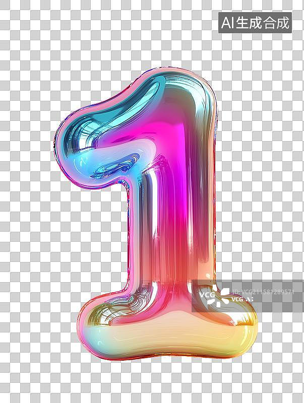 【AI数字艺术】梦幻彩色数字1图片素材