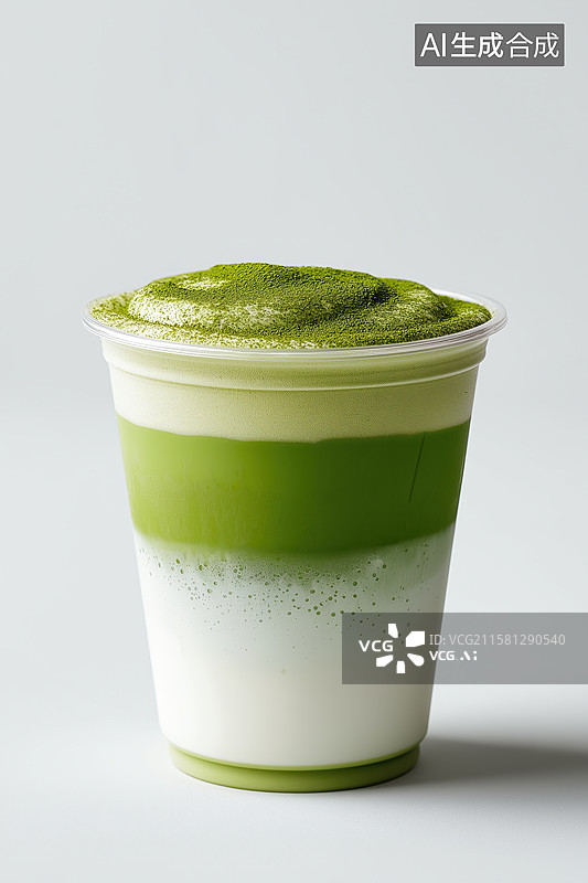 【AI数字艺术】抹茶奶盖饮品图片素材