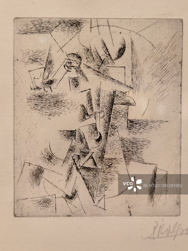 巴勃罗-毕加索(1881-1973年) 男子头像 1912年 蚀刻法图片素材