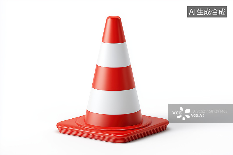 【AI数字艺术】红白相间的交通锥图片素材