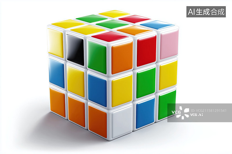 【AI数字艺术】多彩立方体拼图图片素材