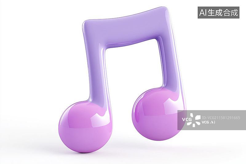 【AI数字艺术】紫色音乐符号的立体图像图片素材