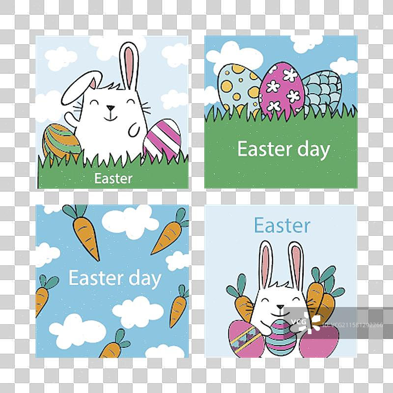 手绘复活节贺卡套装图片素材