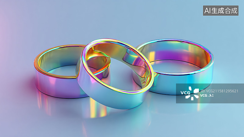 【AI数字艺术】彩环排列梦幻之景图片素材