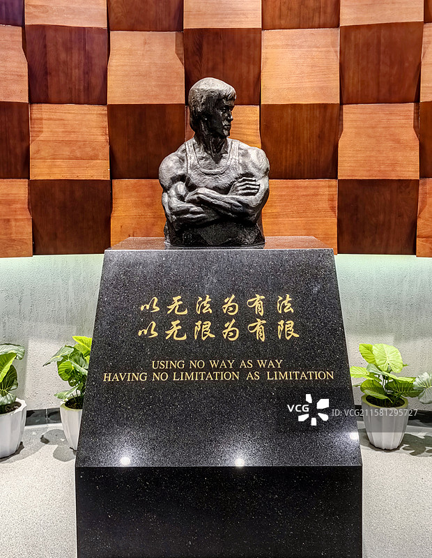 广东佛山顺德博物馆文物——功夫之王李小龙塑像图片素材