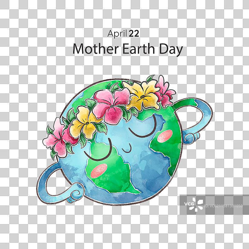 水彩母亲地球日背景图片素材