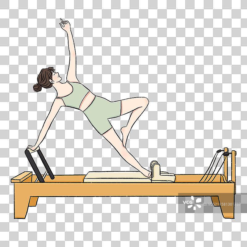 练普拉提核心床的女生图片素材
