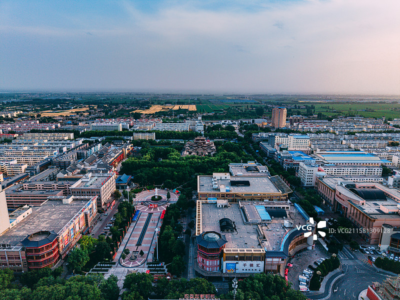 宁夏中卫红太阳广场航拍图片素材