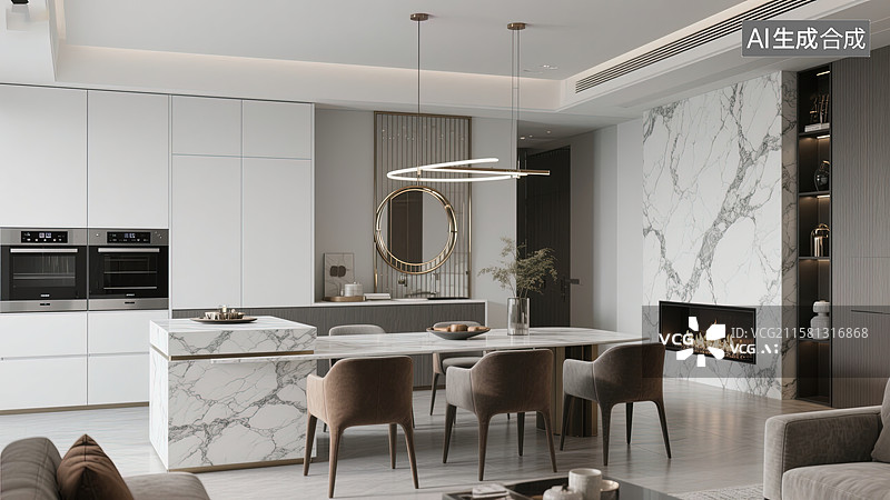 【AI数字艺术】现代简约餐厅的温馨图片素材