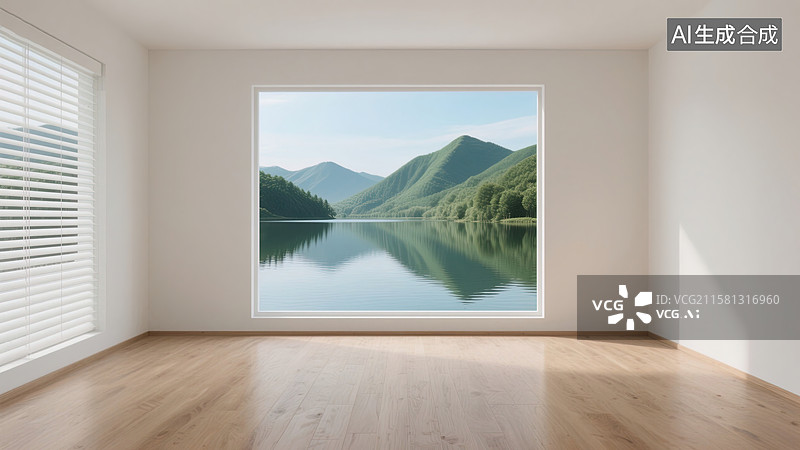 【AI数字艺术】湖光山色的静谧空间图片素材