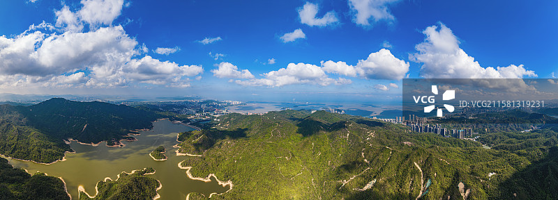 珠海凤凰山水库航拍长图图片素材