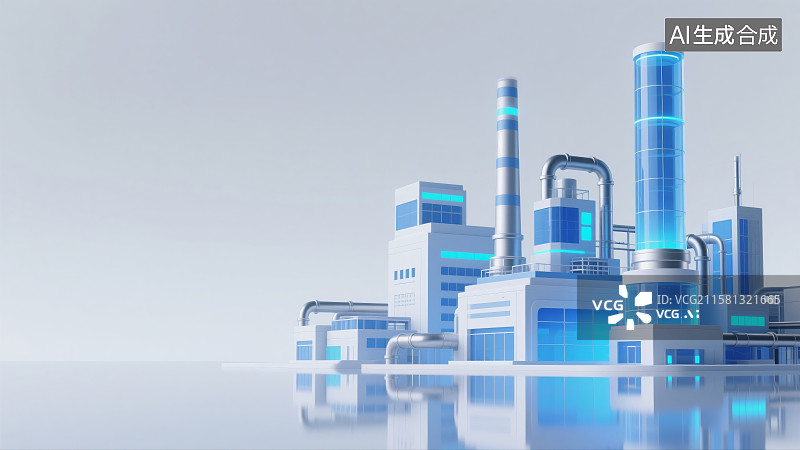 【AI数字艺术】充满科技感的未来工厂图片素材