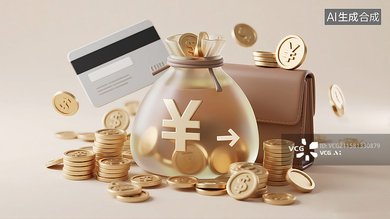 【AI数字艺术】信用卡钱包金币银行卡消费理财金融背景图片素材