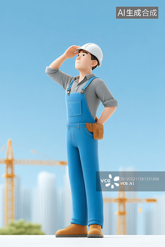【AI数字艺术】一个头戴安全帽的建筑工人图片素材